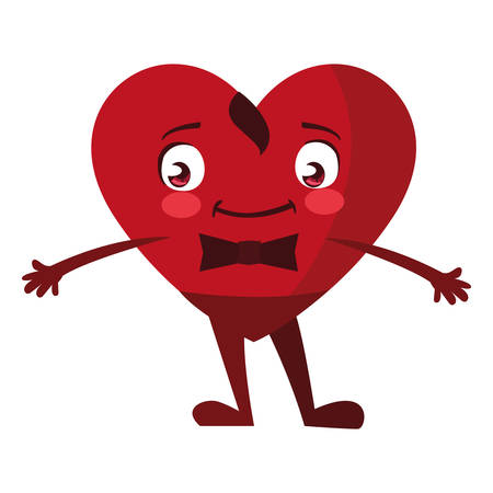 heart with bowtie emoticon character vector illustration designのイラスト素材
