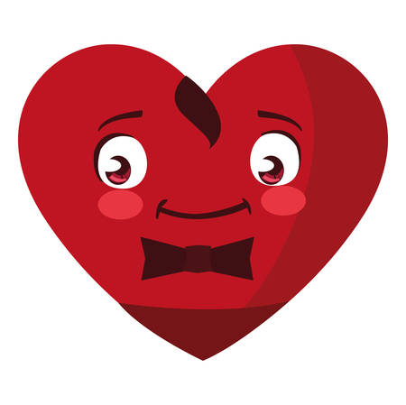 heart with bowtie emoticon character vector illustration designのイラスト素材
