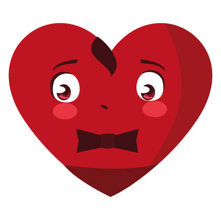 heart with bowtie emoticon character vector illustration designのイラスト素材