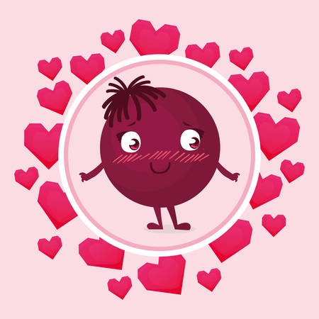happy emoticon with hearts circular frame vector illustration designのイラスト素材