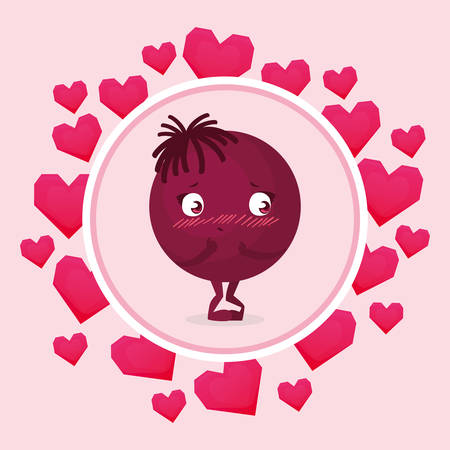 happy emoticon with hearts circular frame vector illustration designのイラスト素材