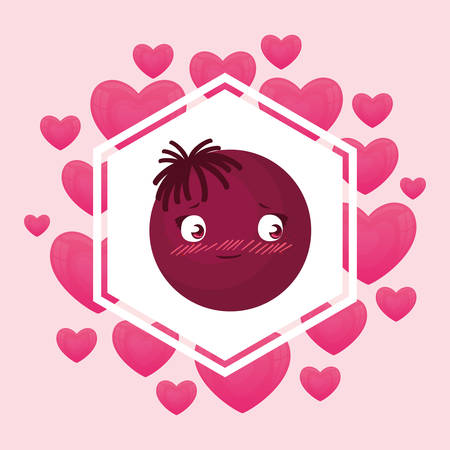 happy emoticon with hearts frame vector illustration designのイラスト素材