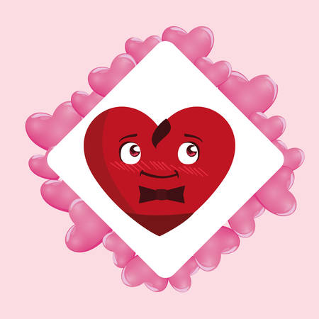 heart with bowtie emoticon character vector illustration designのイラスト素材