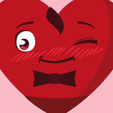 heart with bowtie emoticon character vector illustration designのイラスト素材