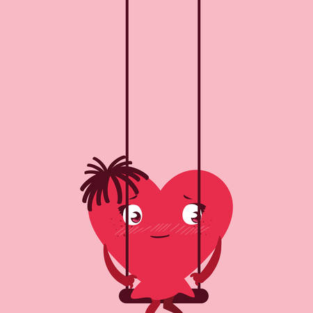 heart in swing emoticon character vector illustration designのイラスト素材