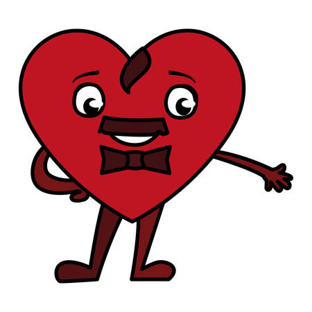 heart with bowtie emoticon character vector illustration designのイラスト素材