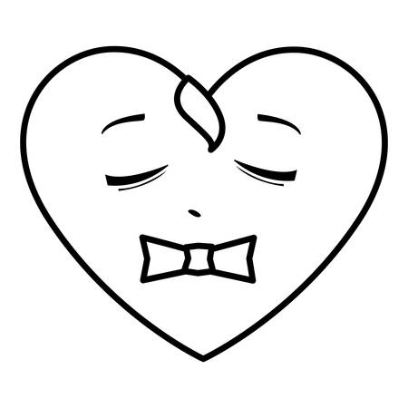 heart with bowtie emoticon character vector illustration designのイラスト素材