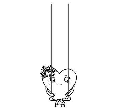heart in swing emoticon character vector illustration designのイラスト素材