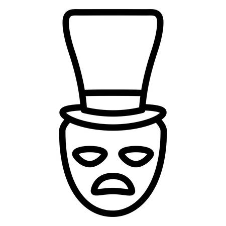 theatrical sad masks with tophat vector illustration designのイラスト素材
