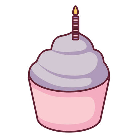 sweet cupcake with candle vector illustration designのイラスト素材