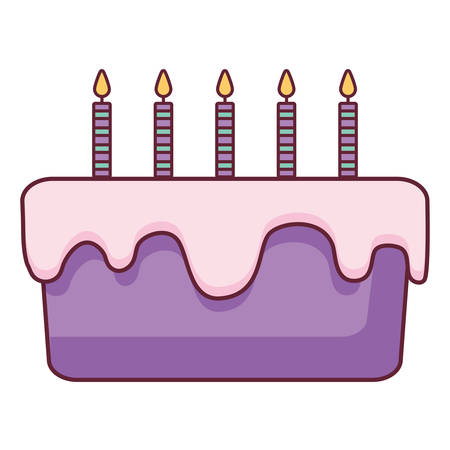 sweet birthday cake with candles vector illustration designのイラスト素材