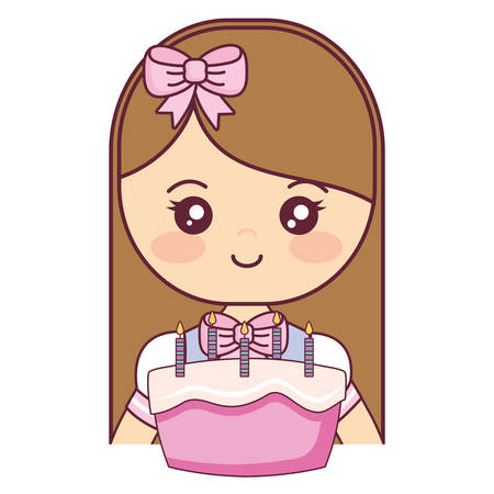 cute and little girl with sweet cupcake vector illustration designのイラスト素材