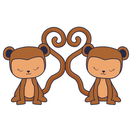 cute and little monkeys characters vector illustration designのイラスト素材