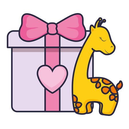 gift box present with giraffe vector illustration designのイラスト素材