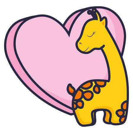 cute and little giraffe with heart character vector illustration designのイラスト素材