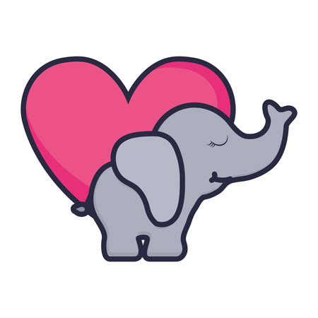 cute and little elephant with heart vector illustration designのイラスト素材