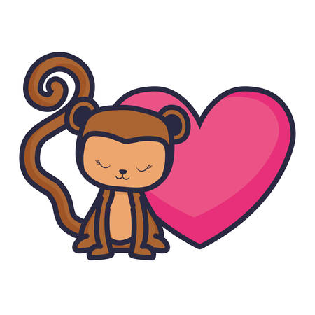 cute and little monkey with heart vector illustration designのイラスト素材