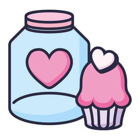 sweet cupcake with heart vector illustration designのイラスト素材