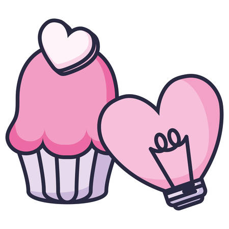 sweet cupcake with heart vector illustration designのイラスト素材