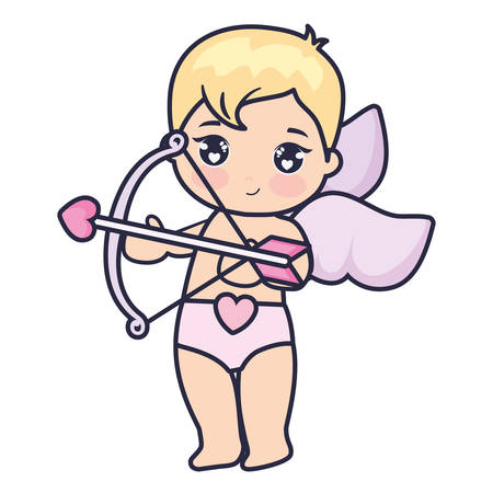 little cupid baby with arrow and bow vector illustration designのイラスト素材