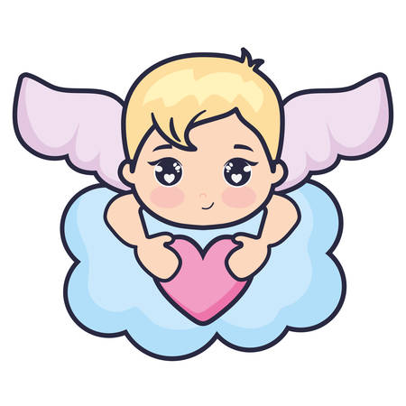 little cupid baby in cloud vector illustration designのイラスト素材