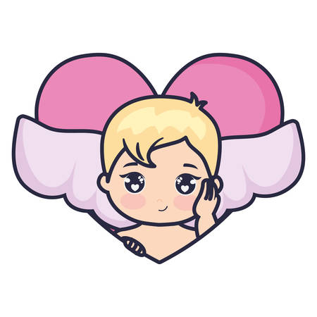 little cupid baby with heart love vector illustration designのイラスト素材