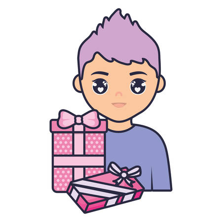 teenager boy young with love gifts vector illustration designのイラスト素材