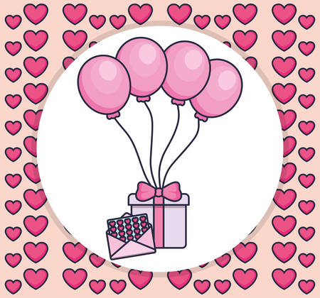 gift box present with heart and envelope vector illustration designのイラスト素材