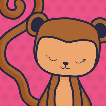 cute and little monkey character vector illustration designのイラスト素材
