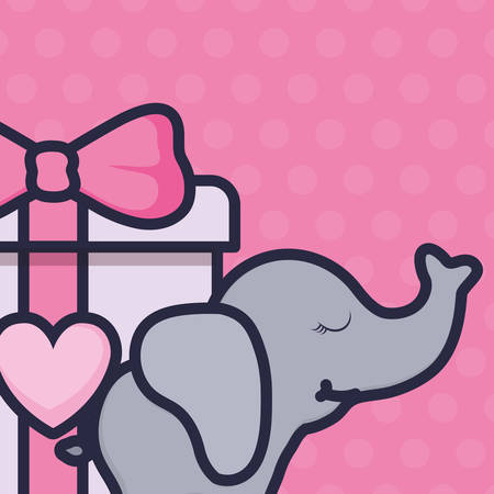 gift box present with elephant vector illustration designのイラスト素材