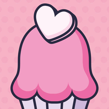 sweet cupcake with heart vector illustration designのイラスト素材