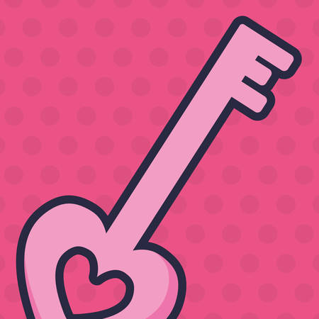 antique key with heart love vector illustration designのイラスト素材