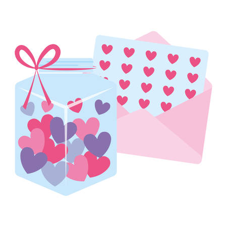 cute mason jar with love hearts and envelope vector illustration designのイラスト素材