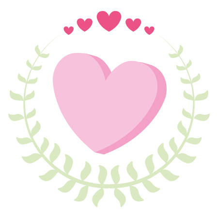 wreath with hearts love valentines decoration vector illustration designのイラスト素材