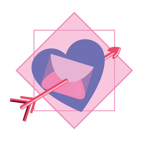 heart arrow mail happy valentines day vector illustrationのイラスト素材