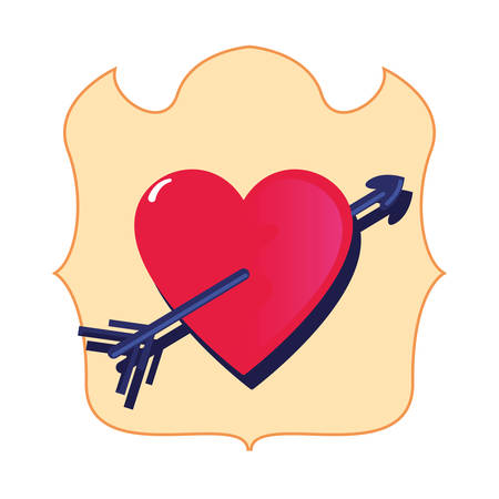 heart arrow love happy valentines day vector illustrationのイラスト素材