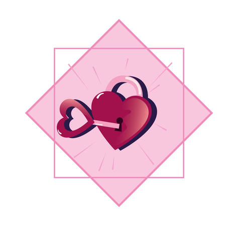 padlock heart key happy valentines day vector illustrationのイラスト素材