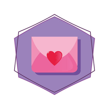 badge mail message happy valentines day vector illustrationのイラスト素材