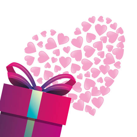 gift box and heart happy valentines day vector illustrationのイラスト素材