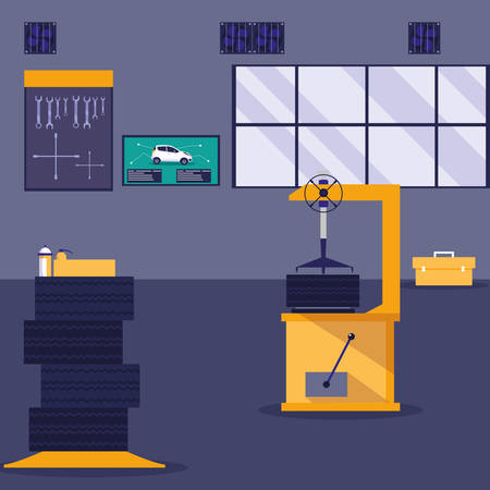 maintenance workshop scene icons vector illustration designのイラスト素材