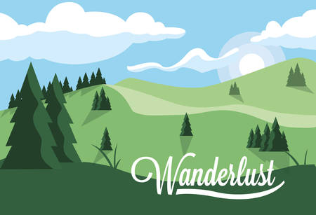 scene landscape forest wanderlust vector illustration designのイラスト素材