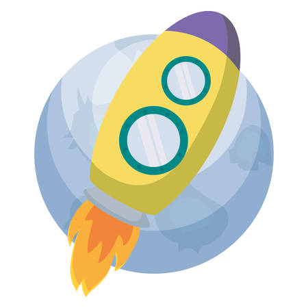 Rocket spaceship icon over white background, colorful design, vector illustrationのイラスト素材