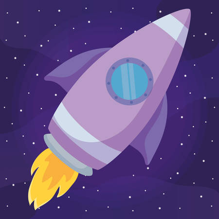 Rocket icon over space background, colorful design. vector illustrationのイラスト素材