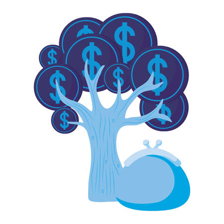 purse and Money tree icon over white background, vector illustrationのイラスト素材