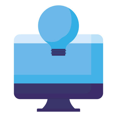 computer and bulb light over white background, vector illustrationのイラスト素材