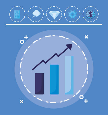 bar chart over blue background, colorful design. vector illustrationのイラスト素材