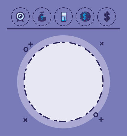 money related icons over purple background, vector illustrationのイラスト素材