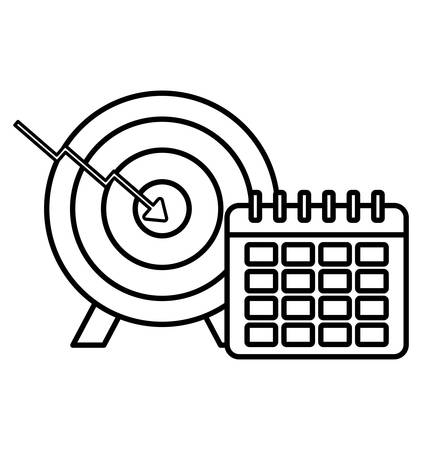 Target and calendar planner icon over white background, vector illustrationのイラスト素材