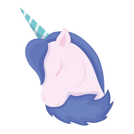 cute unicorn icon over white background, colorful design. vector illustrationのイラスト素材