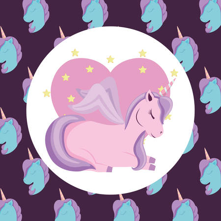 cute unicorn over colorful background, veector illustrationのイラスト素材